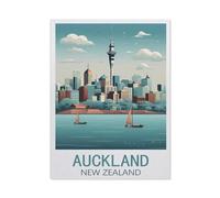 Diamond Painting,Auckland New Zealand Vintage Travel Poster Lake,Round Full Drill Acrylic Embroidery Cross Stitch Arts Craft Canvas Supply for Home Wall Decor Adults and Kids(50 x 60 cm) -AG79