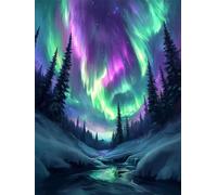 Diamond Painting Aurora Diamond Art Kits Adults 40x60 cm DIY 5D Full Drill Snow Scene Dimond Art Kit for Beginners Crystal Embroidery Canvas Painting for Relaxation and Bedroom Decor with Tools H-346