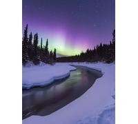 Diamond Painting Aurora Diamond Art Kits Adults, 5D DIY Full Drill Snow Scene Cross Stitch Craft Supplies Crystal Art Paintings, for Christmas Home Wall Decor Gifts 24 x 36 inch/60 x 90 cm C-1607