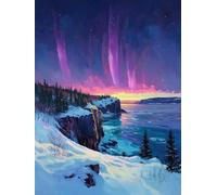Diamond Painting Aurora Diamond Art Kits Adults, Winter Dimond Painting 5D DIY Full Round Drill Gem Embroidery Cross Stitch Kits Crafts for Home Bedroom Decor, Gifts for Women 40x54inch -bby2605GZ