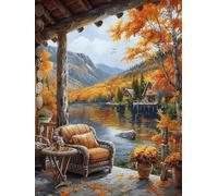 Diamond Painting Autumn, Landscape Diamond Art Kits Adults with Full Accessories, DIY Full Drill Crystal Art Crafts Pictures Kits, Embroidery Cross Stitch Gem Paintings for Decor 28x38inch - 1F92C