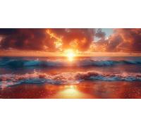 Diamond Painting Beach Diamond Art Kits Adults, 20x40inch Large Dimond Art Sunrise Gem Arts and Crafts Paintings, DIY Full Drill Crystal Rhinestone Mosaic Kits with Accessories, Home Decor J2-3955