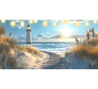 Diamond Painting Beach Diamond Art Lighthouse, Dimond Painting Kits for Adults DIY Crystal Rhinestone Crafts, Gem Art kits Kids, Paint by Numbers for Adults Beginners for Room Decor 50x100cm FD-6934