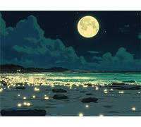 Diamond Painting Beach Moon Diamond Art kits Adults Crystal Art Crafts for Adults Mosaic Making 5D DIY Kids Beginner Embroidery Cross Stitch Dimond Painting Kit Home Wall Decor Gifts 100x150cm a-86