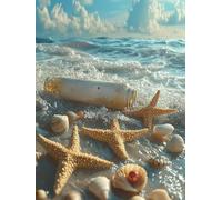 Diamond Painting Beach, Shell Diamond Art Kits Adults with Full Accessories, DIY Full Drill Crystal Art Crafts Pictures Kits, Embroidery Cross Stitch Gem Paintings for Home Decor 28x38inch - 1F21J