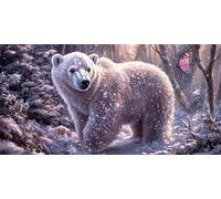 Diamond Painting Bear, Butterfly Diamond Art Kits Adults Beginner, 5D Square Full Drill Crystal Art Kits, Mosaic Gem Embroidery Crafts for Adults, 12x24 Inch Large Canvas for Home Wall Decor, Model212