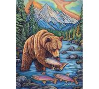 Diamond Painting Bear, Fish Diamond Art Kits Adults, Full Drill Crystal Art, 5D DIY Painting Kits for Beginners, for Home Wall Decor, Holiday Gifts, Relaxing & Stress Relief Activity 50x70cm f-653