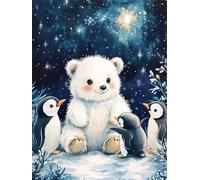 Diamond Painting Bear, Penguin Diamond Art Kits Adults, Full Drill Crystal Art, 5D DIY Painting Kits for Beginners, for Home Wall Decor, Holiday Gifts, Relaxing & Stress Relief Activity 25x35cm f-651