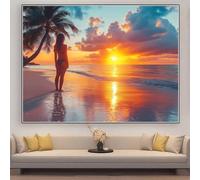 Diamond Painting Beauty Diamond Art Kits Adults 70x50cm Beach 5D DIY Full Crystal Gem Art Kits, Paint by Numbers for Adults Kids Beginners Embroidery Cross Stitch Painting, Home Office Decor zhad798
