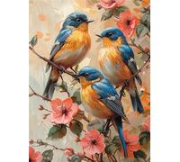 Diamond Painting Bird, DIY Flowers Diamond Art Kits for Adults Beginner, 5D Full Drill Handmade Crystal Art Rhinestone Embroidery Kit, Cross Stitch Diamond Painting Kits for Room Decor 12x16in O-3