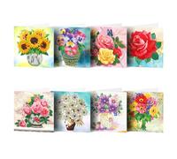 Diamond Painting Birthday Cards-5D Diamond Art Painting Birthday Greeting Cards Kit,Postcard with Blank Envelopes fit for Birthday Thanksgiving Mother's Day Kids Crafts Gift (Flower B)