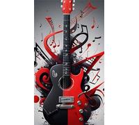 Diamond Painting Black Red Guitar,5D DIY Diamond Art Kits for Adults Beginners,Diamond Painting Kit Square Drill Full Drill Crystal Gem Arts Picture for Home Wall Decor 30x70 cm