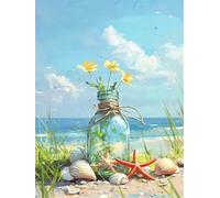 Diamond Painting Blue Sky Diamond Art Kits Adults, 5D Flower Crystal Art and Crafts Kit for Beginner, DIY Full Drill Cross Stitch Embroidery Sequin Gem Paintings, for Home Wall Decor 4x6inch K-3222