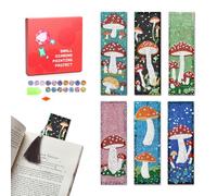 Diamond Painting Bookmark Shape Rhinestone Crystal DIY Diamond Drawing Bookmark by Number Embroidery Painting for Arts Crafts Gift (Mushroom 6)
