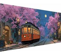 Diamond Painting Bus Diamond Art Kits Adults, Tree Crystal Art Kit for Adults Kids DIY 5D Round Full Drill Gem Dots Rhinestone Embroidery Crafts Picture Beginners, Home Wall Decor 30x60cm e6-t11