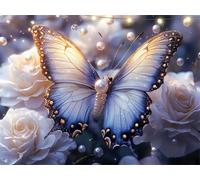Diamond Painting Butterfly Diamond Art Kits Adults Pearl 5D Dimond Painting Kits for Kid, Crystal Rhinestone Embroidery Canvas Paintings, Small Crystal Art Accessories for Bedroom Decor 60x80cm K9-936