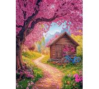 Diamond Painting Cabin Diamond Art Garden, DIY Square Full Drill Gem Art Craft Kits for Kids Beginners Rhinestones Embroidery Arts and Crafts for Adults Mosaic Kit for Home Wall Decor 12x16In,Model510