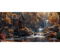 Diamond Painting Cabin Diamond Art Kits Adults, 16x32inch Small Dimond Art River Gem Arts and Crafts Paintings, DIY Full Drill Crystal Rhinestone Mosaic Kits with Accessories, Home Decor Gifts J2-3934