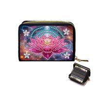 Diamond Painting Card Holder Kits for Adults, Lotus Blossom Design Portable Wallet with 5D Diamond Art, DIY Credit Card ID Holder for Women Gifts
