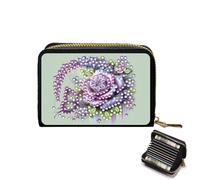 Diamond Painting Card Holder Kits for Adults, Rose Bloom Design Portable Wallet with 5D Diamond Art, DIY Credit Card ID Holder for Women Gifts