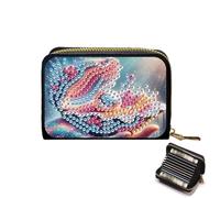 Diamond Painting Card Holder Kits for Adults, Shell and Pearl Design Portable Wallet with 5D Diamond Art, DIY Credit Card ID Holder for Women Gifts