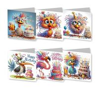 Diamond Painting Cards Birthday, 5D Diamond Painting Birthday Cards Set with 6 Envelopes, Diamond Painting Pictures Small, Diamond Paintings Adults, Diamond Card Set Ideas DIY Crafts (D)
