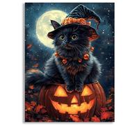 Diamond Painting Cat 5D Diamond Art Kits for Adults Full Round Drill, Rhinestone Hobbies for Women, Embroidery Canvas Paintings Crystal Art Crafts, Home Decor Gifts Halloween, 10x15cm/4x6inch,z@680