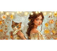 Diamond Painting Cat Diamond Art Beauty, 5D Dimond Painting Kits for Adults DIY Crystal Rhinestone Crafts, Gem Art Kits Kids, Paint by Numbers for Adults Beginners for Bedroom Decor 90x180cm FD-5779