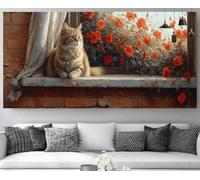 Diamond Painting Cat Diamond Art Flower Crystal Art Painting for Adults,Full Square Crystal Rhinestone Embroidery Pictures Canvas Crafts Painting by Numbers for Children,Wall Decor 20x60inch M-Y563