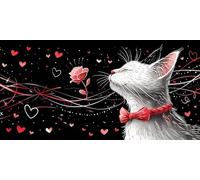 Diamond Painting Cat Diamond Art Kits Adults, 20x40inch Large Dimond Art Love Gem Arts and Crafts Paintings, DIY Full Drill Crystal Rhinestone Mosaic Kits with Accessories, Home Decor Gifts J2-1835