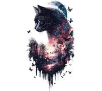 Diamond Painting Cat Diamond Art Kits Adults Butterfly DIY Cross Stitch Sequin Art, Crystal Arts and Arafts for aAdults, Rhinestone Embroidery Gem Arts Crafts, for Home Decor Gifts 24x36inch Q-790