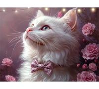 Diamond Painting Cat Diamond Art Kits Adults Peony 5D Dimond Painting Kits for Kid, Crystal Rhinestone Embroidery Canvas Paintings, Small Crystal Art Accessories for Bedroom Decor 35x45cm K9-1274