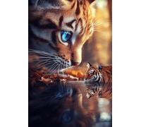 Diamond Painting Cat Diamond Art Kits Adults Tiger DIY Cross Stitch Sequin Art, Crystal Arts and Arafts for aAdults, Rhinestone Embroidery Gem Arts Crafts Accessories, for Home Decor 16x24inch Q-782