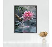 Diamond Painting Cat Diamond Art Kits Adults, Water Lily Full Drill Crystal Art Kits for Adults Beginners, Cross Stitch Embroidery Crafts Pictures, for Home Wall Decor, Gifts (16x20 inch) PJY9 H-Y