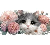 Diamond Painting Cat Dimond Art Kits Peony Diamond Art Accessories, 5D DIY Full Drill Crystal Rhinestone Crafts for Adults Beginner for Living Room Wall Decoration, Gifts for Women 30x60cm G6-750