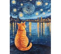 Diamond Painting cat, Water Diamond Art Kits Adults, Full Drill Crystal Art, 5D DIY Painting Kits for Beginners, for Home Wall Decor, Holiday Gifts, Relaxing & Stress Relief Activity 25x35cm f-409