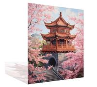 Diamond Painting Cherry Blossoms Diamond Art Japan Kits Adults, DIY 5D Round Full Drill Crafts for Kids Beginner, Crystal Cross Stitch Gem Art Canvas Painting Kits for Home Decor Gifts 50x70cm N6-1481