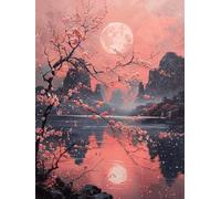 Diamond Painting Cherry Blossoms Diamond Art Kits Adults, Japan Dimond Painting 5D DIY Full Square Drill Gem Embroidery Cross Stitch Kits Crafts for Wall Art Bedroom Decor, Gifts 16x22inch -zjn2506A4