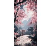 Diamond Painting Cherry Blossoms, Japan Diamond Art Kits Adults Beginner, 5D DIY Round Full Drill Crystal Art Kits, Mosaic Gem Crafts for Adults, 16x32 Inch Large Canvas for Home Wall Decor, Model683