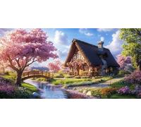 Diamond Painting Cherry Blossoms Large Diamond Art Kits for Adults Cabin, 5D Crystal Rhinestone Embroidery Pictures, Sequin Gem Art Crafts for Adults, Home Wall Craft Decoration 180x90 cm c-5859
