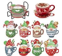 Diamond Painting Christmas Coasters Art Christmas Coasters Set Snowman Acrylic Adult DIY (10)