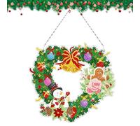 Diamond Painting Christmas Wreath, Crystal Art Garland 5D Drill Painting for Home Window Wall Decorations (Style-A)
