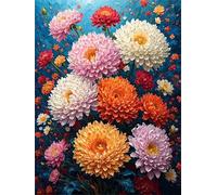 Diamond Painting Chrysanthemums Colourful Diamond Art Kits Adults, DIY Diamond Art Painting Kits for Kids, Round Full Drill Rhinestone Gem Art Painting by Numbers for Home Wall Decor 18x24in k-170