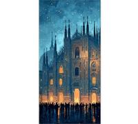 Diamond Painting Church Diamond Art kits Adults , DIY Gem Art Painting kit Architecture 5D Full Drill Square Crystal Embroidery Cross Stitch , Mosaic Pictures for Kids, Wall Decor 90x180cm A-U1059