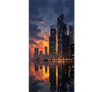 Diamond Painting City Diamond Art kits Adults , DIY Gem Art Painting kit Night View 5D Full Drill Square Crystal Embroidery Cross Stitch , Mosaic Pictures Arts and Crafts, Wall Decor 30x60cm A-U1287