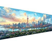 Diamond Painting City,White Cloud Diamond Art Kits for Adults Kids DIY Round Drill Crystal Arts and Crafts for Adults,5D Dimond Embroidery Paint by Numbers for Room Decor Women Gifts 90x180cm Q1-783