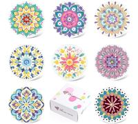 Diamond Painting Coaster Kit, Coasters Set of 8, Art Coasters for Adults Beginner, Boho Coaster Full Round Drill Diamond Art Crafts Supplies for Coffee, Beer, Mug, Wine Glass Bottle