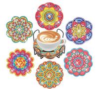 Diamond Painting Coasters Kit with Holder Diamond Art Coasters Set DIY Mandala Cup - Arts and Crafts for Beginners Adults Kids Crafting Projects for Birthday Handmade Gift