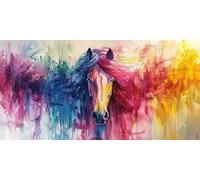 Diamond Painting Colorful Diamond Art Kits Adults, 4x8inch Mini Dimond Art Horse Gem Arts and Crafts Paintings, DIY Full Drill Crystal Rhinestone Mosaic Kits with Accessories, Home Decor Gifts J2-1912