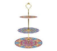 Diamond Painting Cupcake Stand Kits 3 Tier Diamond Art Cake Stand Dinner Snack Rack Afternoon Tea Display Tower Dessert Holder Pastry Tray Platter for Birthday Wedding Tea Party Decor (Mandala C)